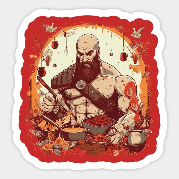 kratos cooking Sticker by lets find pirate